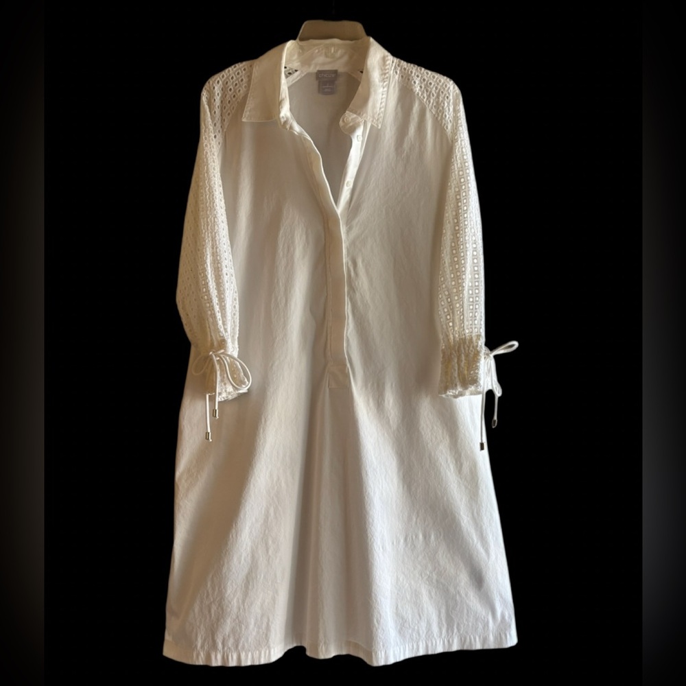 Chico’s White Button-Up Shift Dress